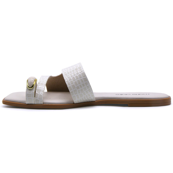 Marie Claire White Toe-Ring Slides