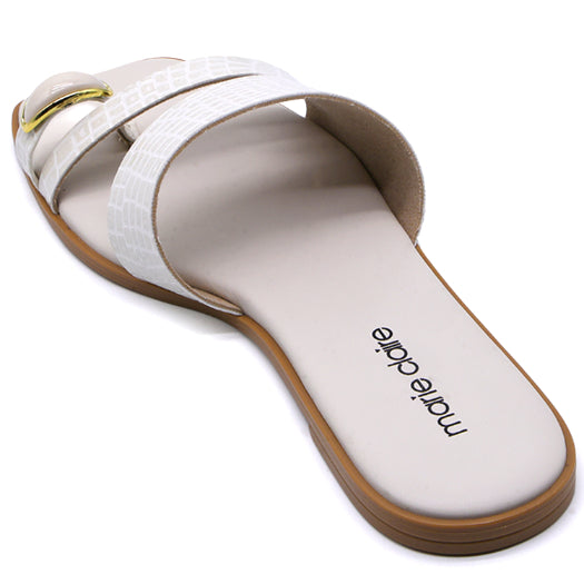 Marie Claire White Toe-Ring Slides