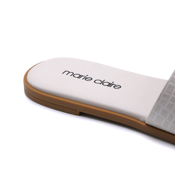 Marie Claire White Toe-Ring Slides
