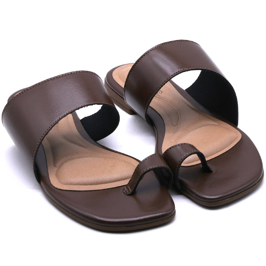 Marie Claire Brown Toe-Loop Slides