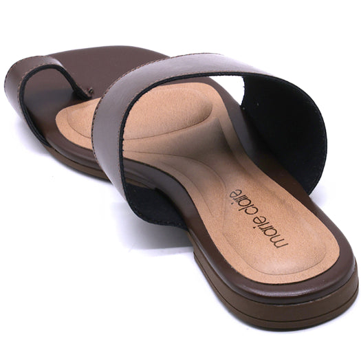 Marie Claire Brown Toe-Loop Slides