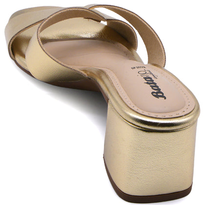 BR Gold Block Heel Mule