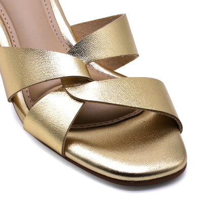 BR Gold Block Heel Mule