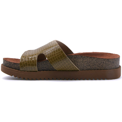 BR Green Croc Cork Slides