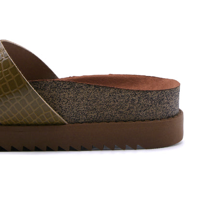 BR Green Croc Cork Slides
