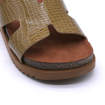 BR Green Croc Cork Slides