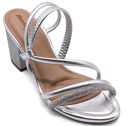 BR Silver Strappy Glitter Sandals