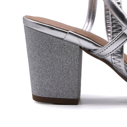 BR Silver Strappy Glitter Sandals
