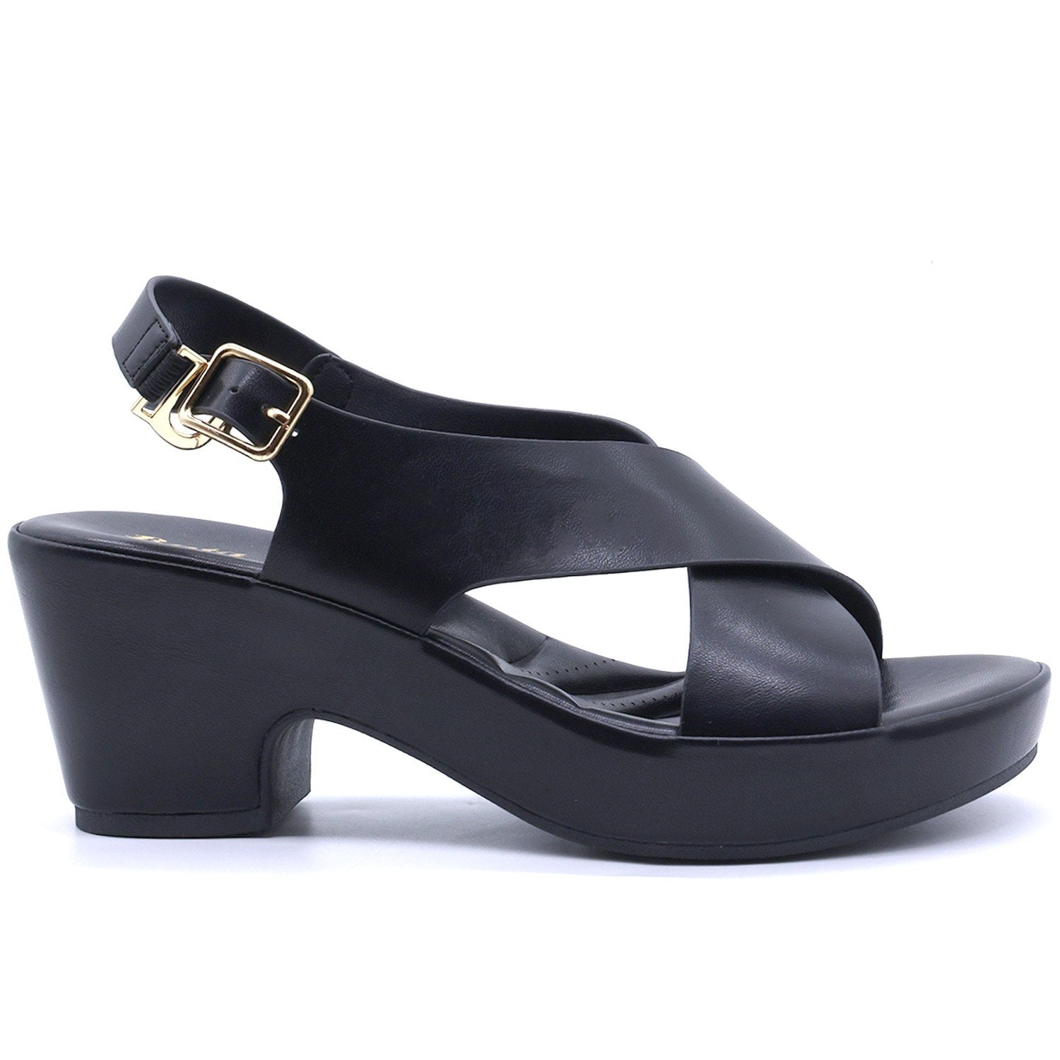 COMFIT Black Crossover Block Sandals