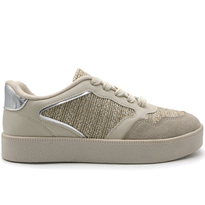 BR Beige Shimmering Knit Sneakers