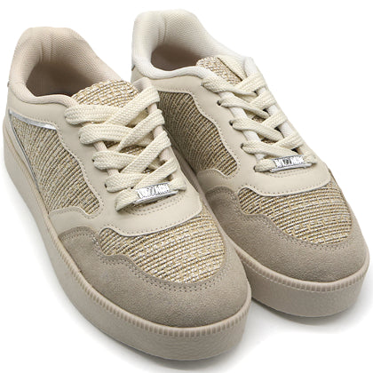 BR Beige Shimmering Knit Sneakers