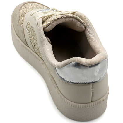 BR Beige Shimmering Knit Sneakers