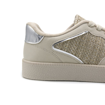 BR Beige Shimmering Knit Sneakers