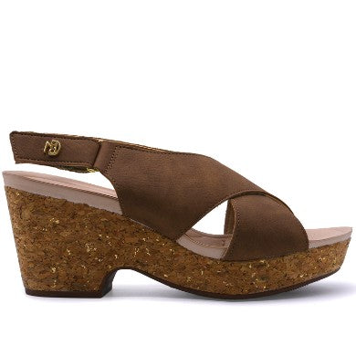 BR DRY TECH Brown Cork Wedge Sandal