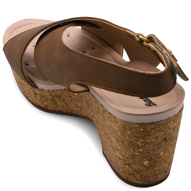 BR DRY TECH Brown Cork Wedge Sandal