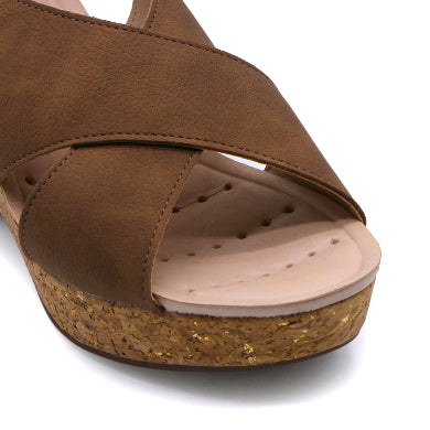 BR DRY TECH Brown Cork Wedge Sandal