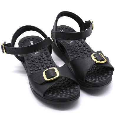 BR REFLEX TECH Black Buckled Sandal