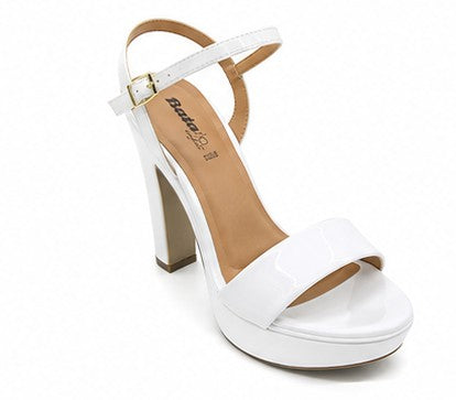 BR White Patent Platform Sandals