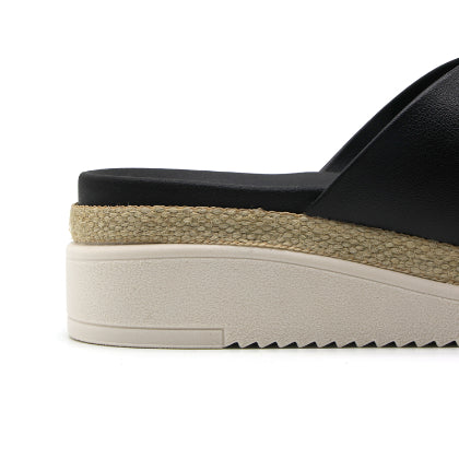 BR Black Crossover Espadrille Wedges