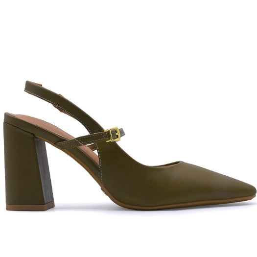 BR Olive Block Heel Slingbacks