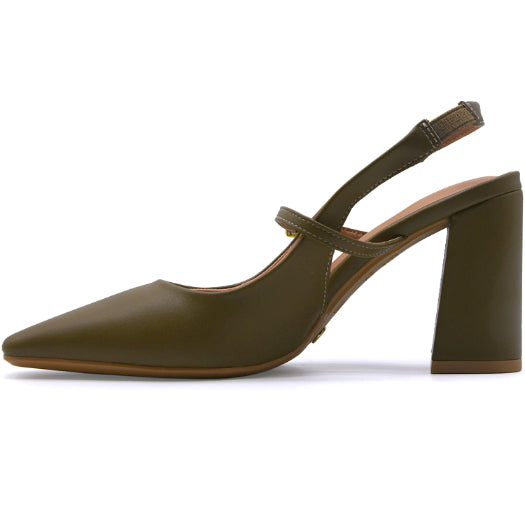 BR Olive Block Heel Slingbacks