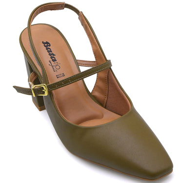 BR Olive Block Heel Slingbacks