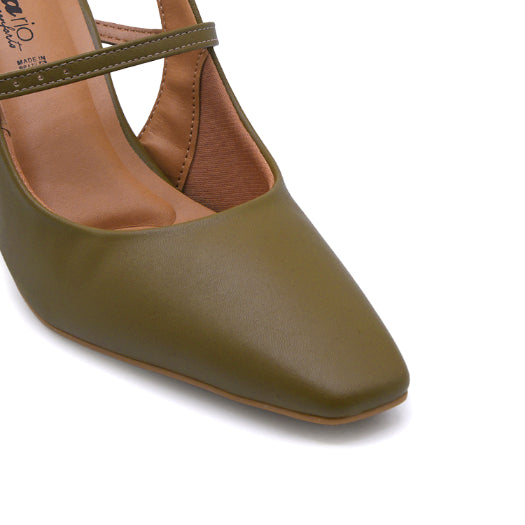 BR Olive Block Heel Slingbacks