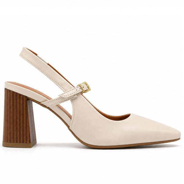 BR Cream Block Heel Slingbacks