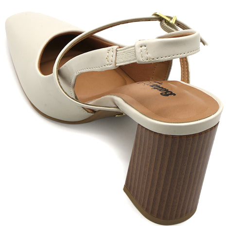 BR Cream Block Heel Slingbacks