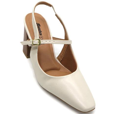 BR Cream Block Heel Slingbacks