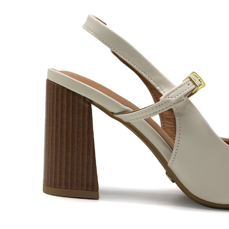 BR Cream Block Heel Slingbacks