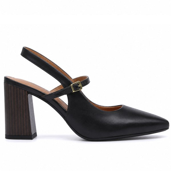 BR Black Block Heel Slingbacks