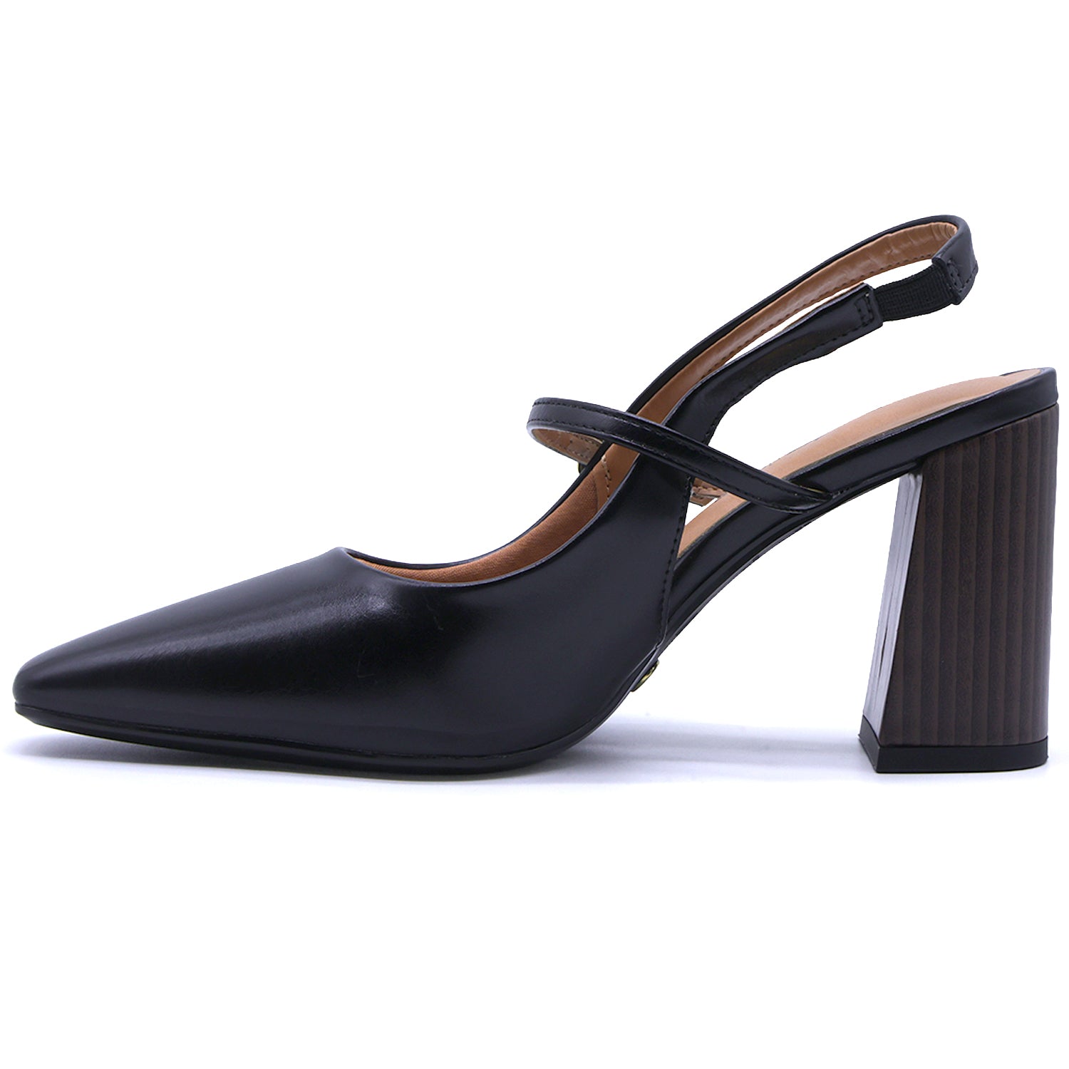 BR Black Block Heel Slingbacks