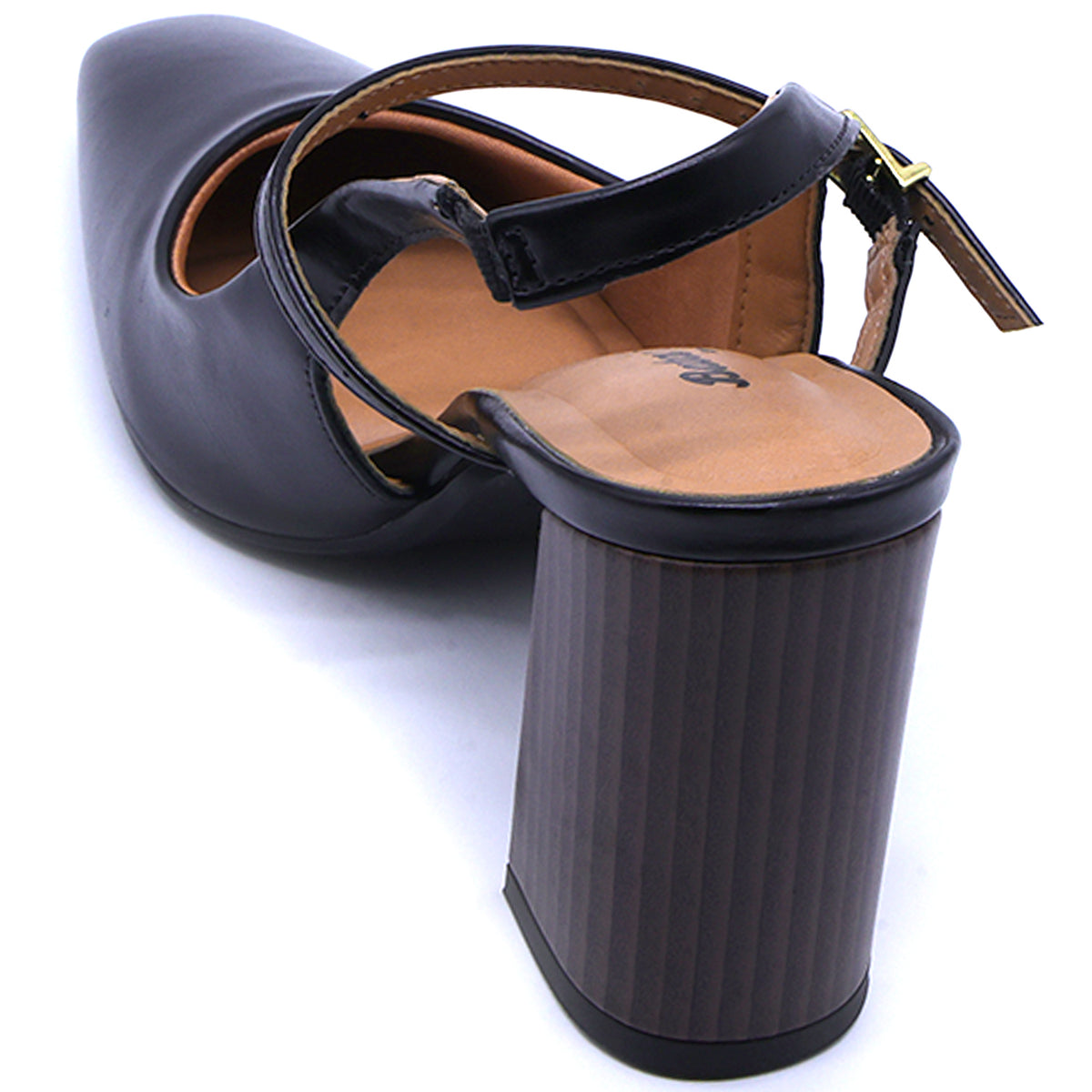 BR Black Block Heel Slingbacks