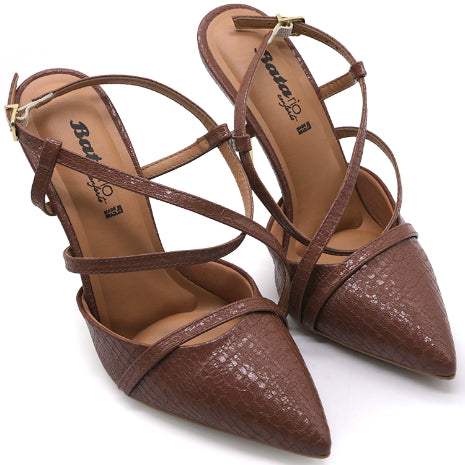 BR Brown Croc Metal Slingbacks