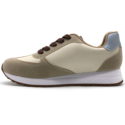 BR Beige & Brown Retro Sneakers