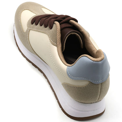 BR Beige & Brown Retro Sneakers