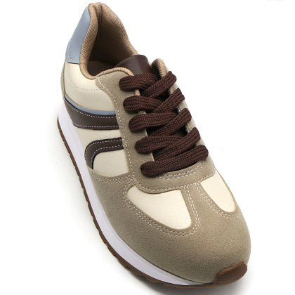 BR Beige & Brown Retro Sneakers