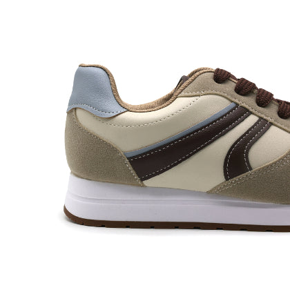 BR Beige & Brown Retro Sneakers