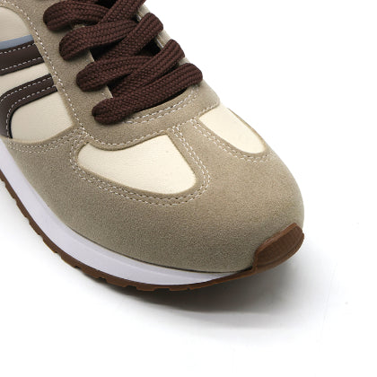 BR Beige & Brown Retro Sneakers