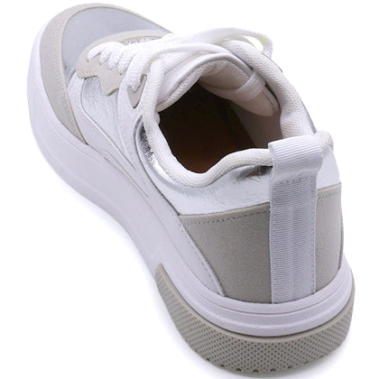 BR White & Silver Metallic Sneakers