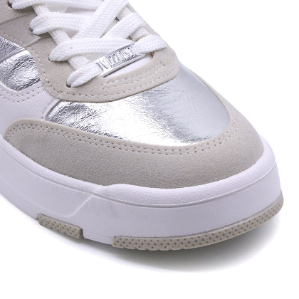BR White & Silver Metallic Sneakers
