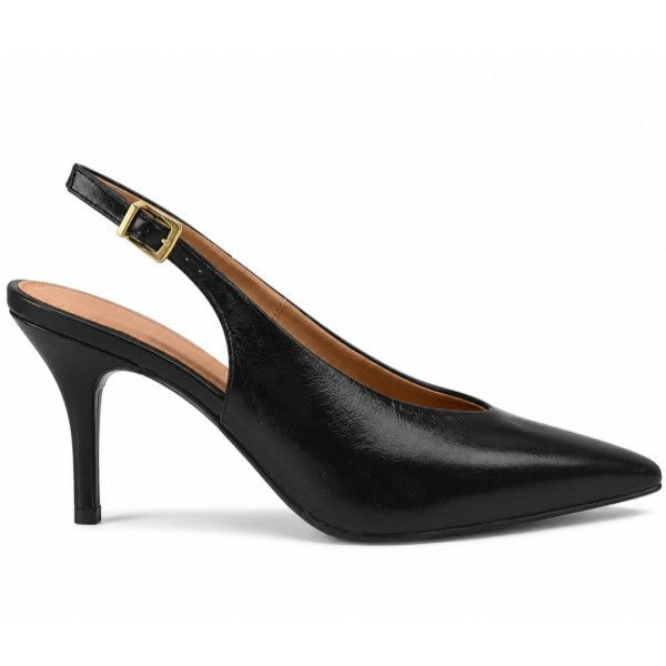 BR Black V-Cut Slingbacks