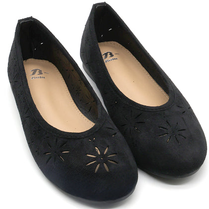 Black Suede Cutout Ballet Flat