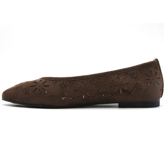 Brown Suede Cutout Ballet Flat