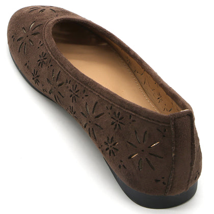 Brown Suede Cutout Ballet Flat