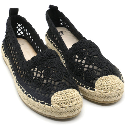Black Crochet Espadrilles