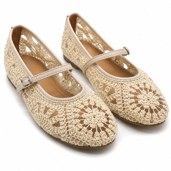 Beige Crochet Maryjanes