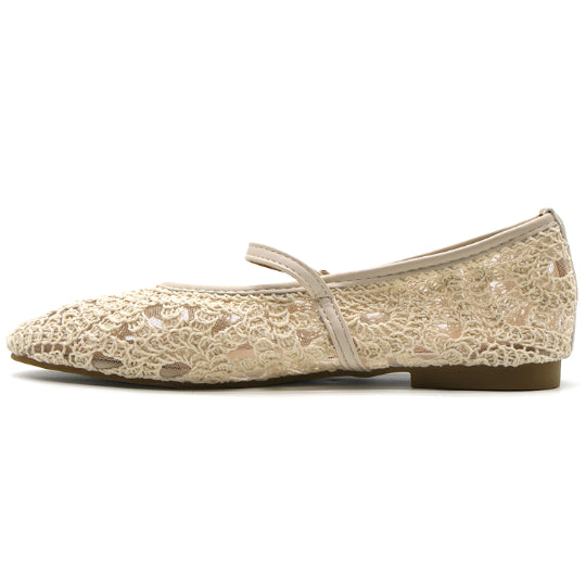 Beige Crochet Maryjanes