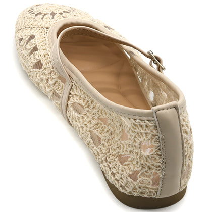 Beige Crochet Maryjanes